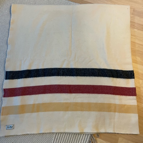 L.L. Bean Bedding Vtg Ll Bean Striped Camp Blanket Wool Made In Usa
